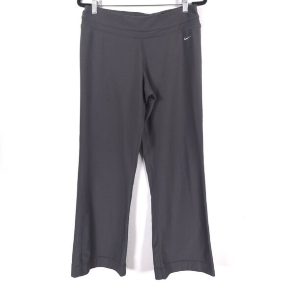 NIKE DRI-FIT Women’s Leggings Pants Wide Leg Flare Gray Training Yoga Luxe LARGE - Picture 1 of 11